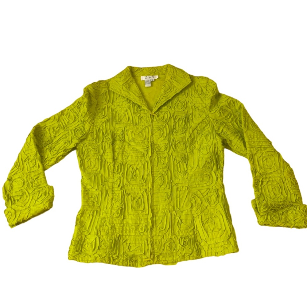 DAVID and YOUNG-Lime Green Detail Zip Up Jacket - Dressy - Size Small